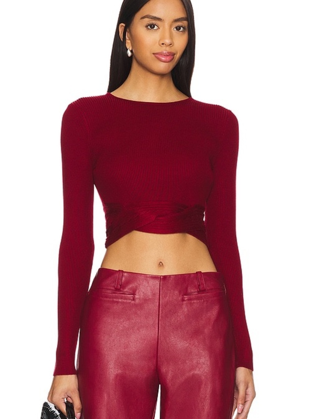 SOVERE Revolve Adrift Long Sleeve Top in Cherry Size Small Ribbed